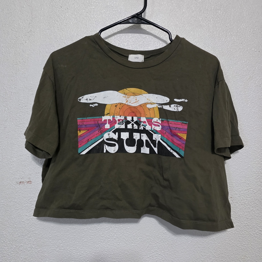 Olive Graphic Crop Top